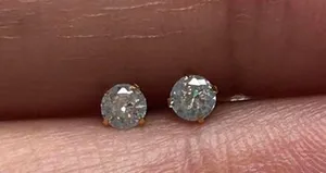 18k Gold Plated Round White Crystal Zircon 3mm Stud Earrings - ERG-R-S thumbnail 1