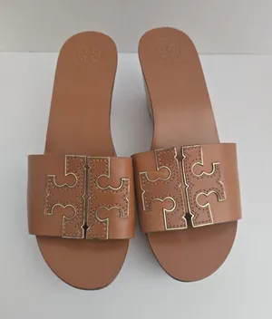 Tory Burch ines brown leather Wedge platform Slide Sandals Women’s Size 6-1/2M thumbnail 1