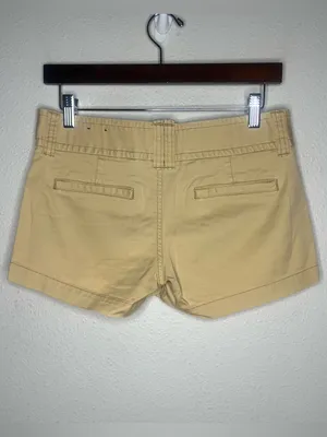 Y2K Vintage American Eagle Khaki Low Rise Mini Shorts Stretch Cotton Chino thumbnail 2