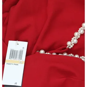 NWT City Studios Pearl-Strap Sleeveles Tiered Fit & Flare Dress Garnet Red 7/8 thumbnail 6