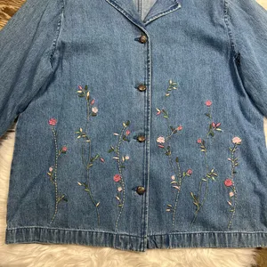 Vintage Classic Elements floral embroidered denim jacket thumbnail 3