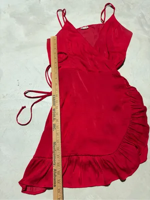 Intimately free people Red Ruffle Wrap Mini slip Dress large thumbnail 8