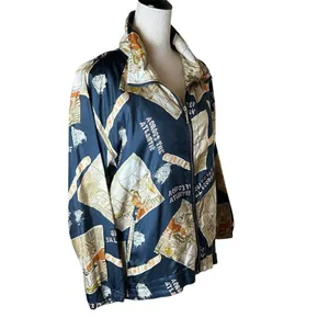 Vintage EVR Silk Windbreaker Statement Cruise‎ Jacket M | Y2K Travel Maximalist thumbnail 2