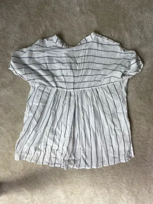 White Striped Linen Top Flowy thumbnail 3