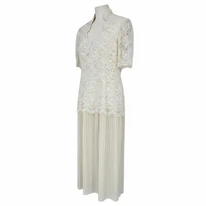 Vintage‎ Scott McClintock Ivory Cream Lace Pleated Dress Evening Gown Size 14 thumbnail 13
