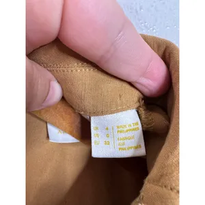 Maeve Anthropologie Mustard Yellow Linen Blend Short Sleeve Wide Leg Jumpsuit 0 thumbnail 4