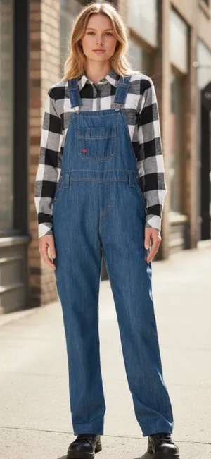 NWT DICKIES Women's Relaxed Fit Bib Overalls Medium Wash Blue XL thumbnail 1