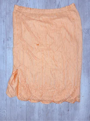 Vintage silk beaded candle light pink beaded skirt and short sleeve shirt outfit thumbnail 10