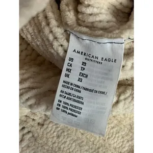 American Eagle Women's Size xs Cable‎ Knit Sweater Beige Cream Pullover thumbnail 4