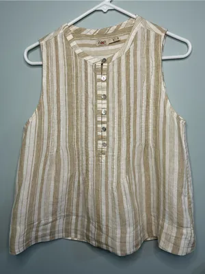Faherty Isha Linen Top Natural Bombay Stripe Small thumbnail 3