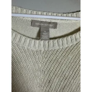 Banana Republic Shimmer Chevron Knit Sweater Ivory Metallic Boat Neck Womens M‎ thumbnail 4