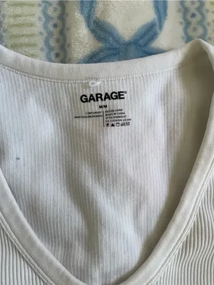 Garage White Ribbed V-Neck Tank Top thumbnail 2