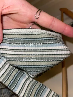 Green Stripped Cropped tank thumbnail 3