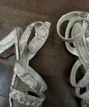 Vintage Havana Vintage calico leather snakeskin pattern strappy block heel sandal shoe thumbnail 6