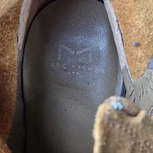 Marc Fisher Tan Leather Suede Fringe Peep Toe Ankle Boots Brown‎ Wood Heel 9 thumbnail 10
