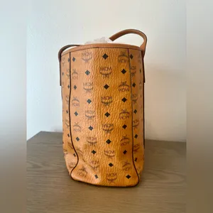 MCM Arena Top Zip Shopper Visettos Cognac thumbnail 4