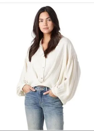 We The Free (Free people) Rockaway Oversized Ivory Top Women’s Size Medium thumbnail 1