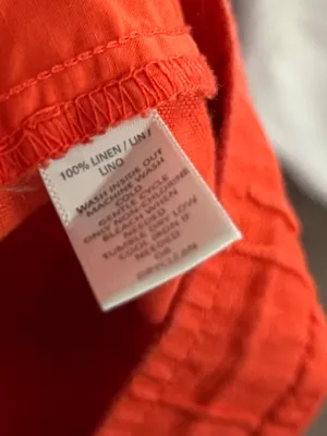 LOFT Women’s 12 Orange 100% Linen Wide Leg Tassel Drawstring Pull On Beach Pants thumbnail 8