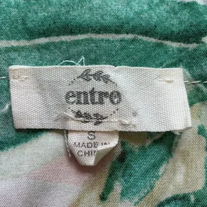 Entro Tropical Palm Leaf Print Ruffle Tiered Midi Dress V-Neck Green Pink S thumbnail 4