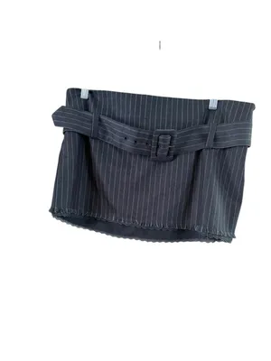 Women's GUIZIO Gray Pinstripe Mini Skirt with Belt S thumbnail 2