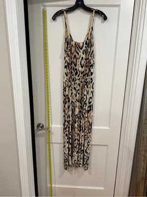 Ambrielle Leopard-Print Slip Dress in Beige, Brown & Black thumbnail 5