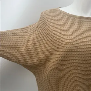 Ralph Lauren Black Label Tan Boat Neck Dolman Sleeve Sweater thumbnail 3