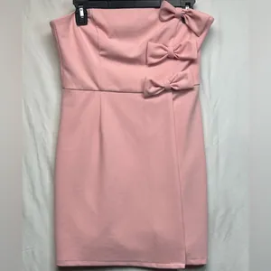 AQUA BOW MINI DRESS🩷 true to size One‎ bow needs to be sewn on one side thumbnail 2