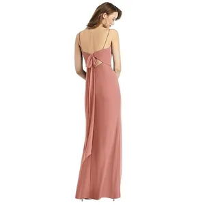 Thread Tie-Back Cutout Trumpet Bridesmaid Gown with Front Slit Desert Rose‎ EUC thumbnail 2