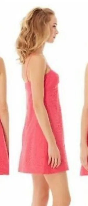 Lilly Pulitzer Karina Lipstick Pink‎ Lace Empire Waist Dress Adorable thumbnail 1