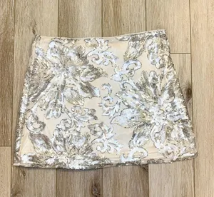 NWOT Altar’d State Arula xquisite silver sequin mini skirt festival preppy thumbnail 3