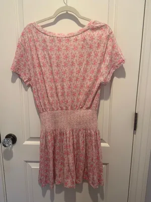 Love Shack Fancy Pink Floral Short Cotton Dress Women’s M thumbnail 1