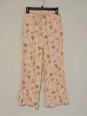 Wild fable linen blend orange print Bella Via wide leg pull on pants‎ pink XXS thumbnail 2