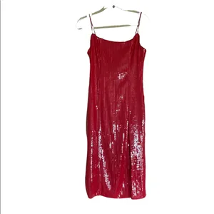 NWT BARDOT Women's Beckett Sequin Slit Sheath Dress In Lipstick Red SZ-4 thumbnail 8