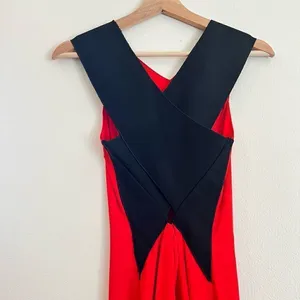 Red Rag & Bone Avant Garde Sleeveless Sheath Midi Dress Black Cross Back 0 XS thumbnail 3