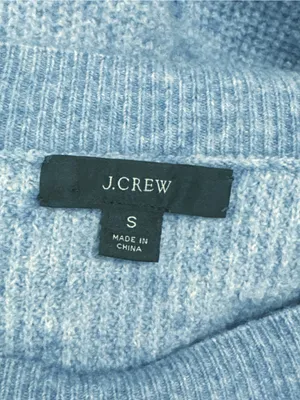 J. Crew Heathered Light Blue Waffle Knit Wool & Alpaca Blend Crew-neck Sweater S thumbnail 8