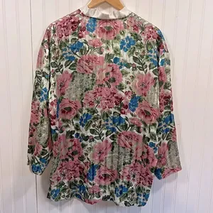 Victoria’s Secret vintage floral sheer button up long sleeve sleep top thumbnail 4