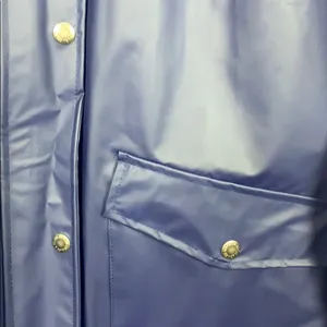 Levi's Blue Rain Jacket Trench Coat Hooded XS Long Line Snap Buttons Waterproof thumbnail 4