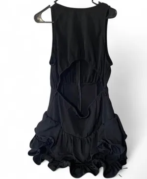 Pretty little thing Black ruffled open stomach mini dress thumbnail 2