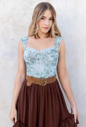 JoyFolie Blue Floral Bodysuit thumbnail 1