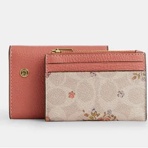 Coach Card Holder Wallet In Signature Canvas with Floral Print thumbnail 4