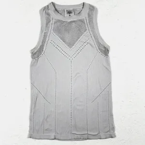 Athleta Oxygen Tank Womens Large Mesh Pointelle Training Sleeveless Top‎ Gray thumbnail 2