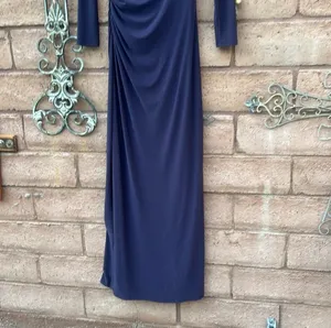 Ralph Lauren Evening Gown Dress Beaded Necklace Long Sleeve Maxi Purple Size 4 thumbnail 6