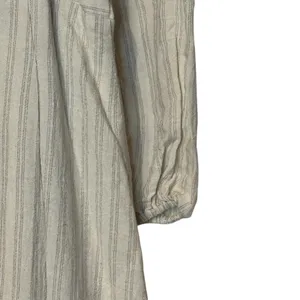 Mystree Womens Smocked Midi Dress Lined Striped Puff Sleeve Oatmeal Small NWT thumbnail 12