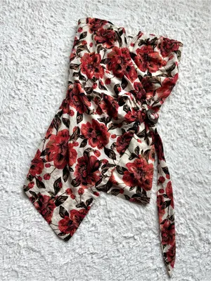 Free People Hot to Trot Mini Dress L Tube Floral Strapless Wrap Smocked Resort thumbnail 5