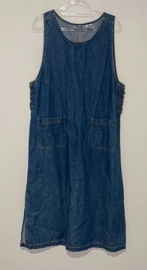 Erika & Co Denim vintage‎ lace up patch pocket Dress Size XL thumbnail 1
