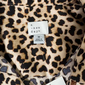 a new day Leopard Print Button-Down Satin Shirt - Tan & Black thumbnail 3