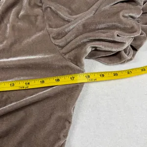 Free People Cupcake Velvet Top Women’s XL Taupe Brown Ruched Puff Sleeve thumbnail 7