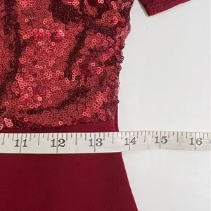 NaaNaa Burgundy Sequin Ruffle Off Shoulder Bodycon Mini Dress Size 10 thumbnail 8
