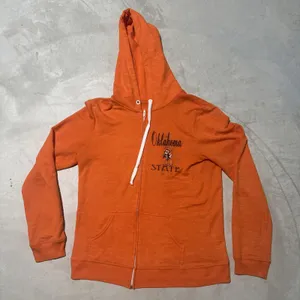 Vintage 1980s OSU Oklahoma State Cowboys Full Zip Hoodie SZ XL Orange thumbnail 1