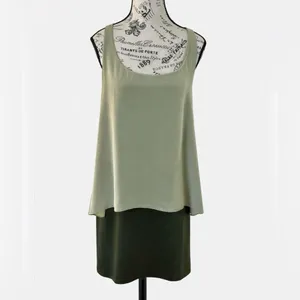Hutch Green Silk Overlay Cascading Ruffle Back Knee Length Dress Size Medium 💛 thumbnail 3